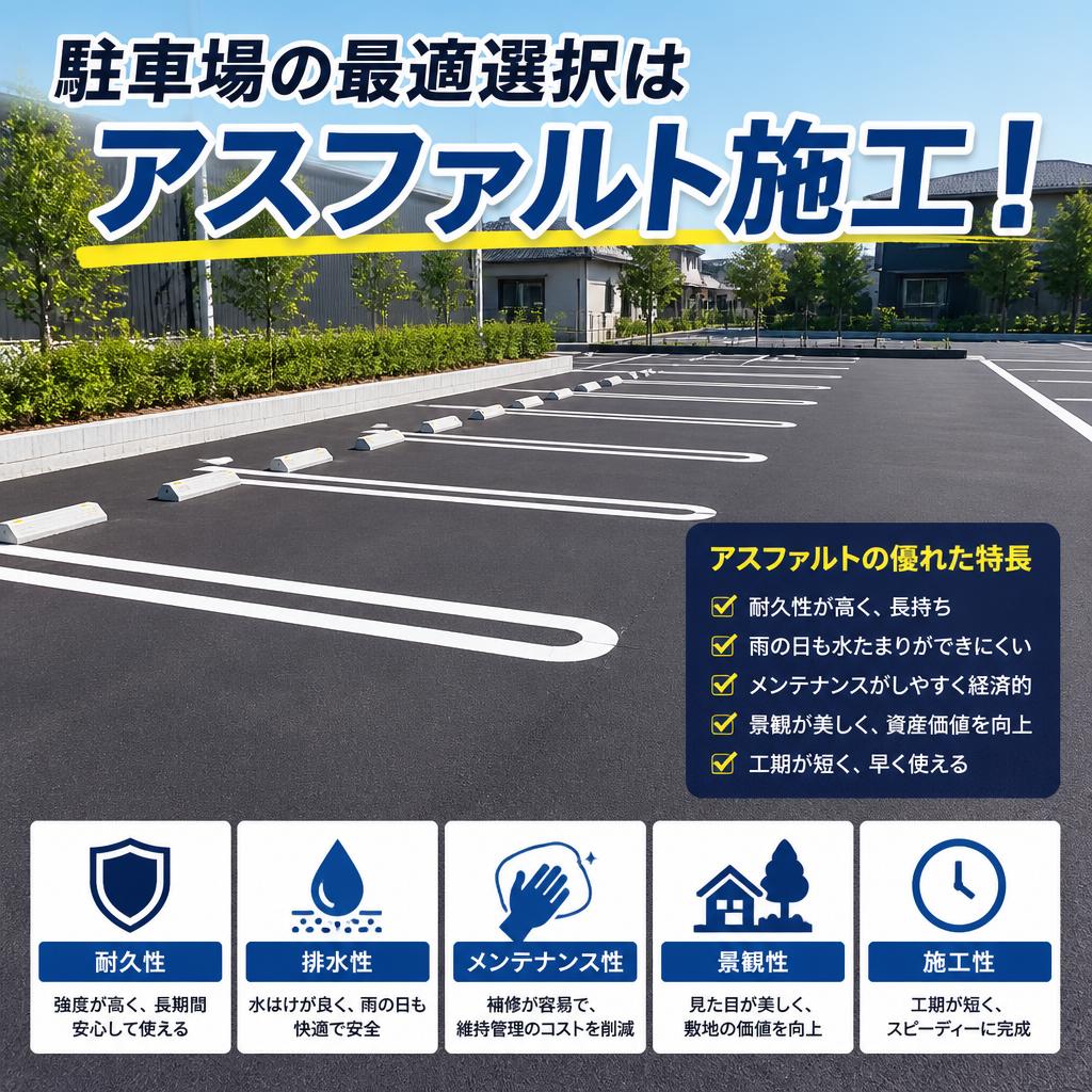 駐車場の最適選択はアスファルト施工！
