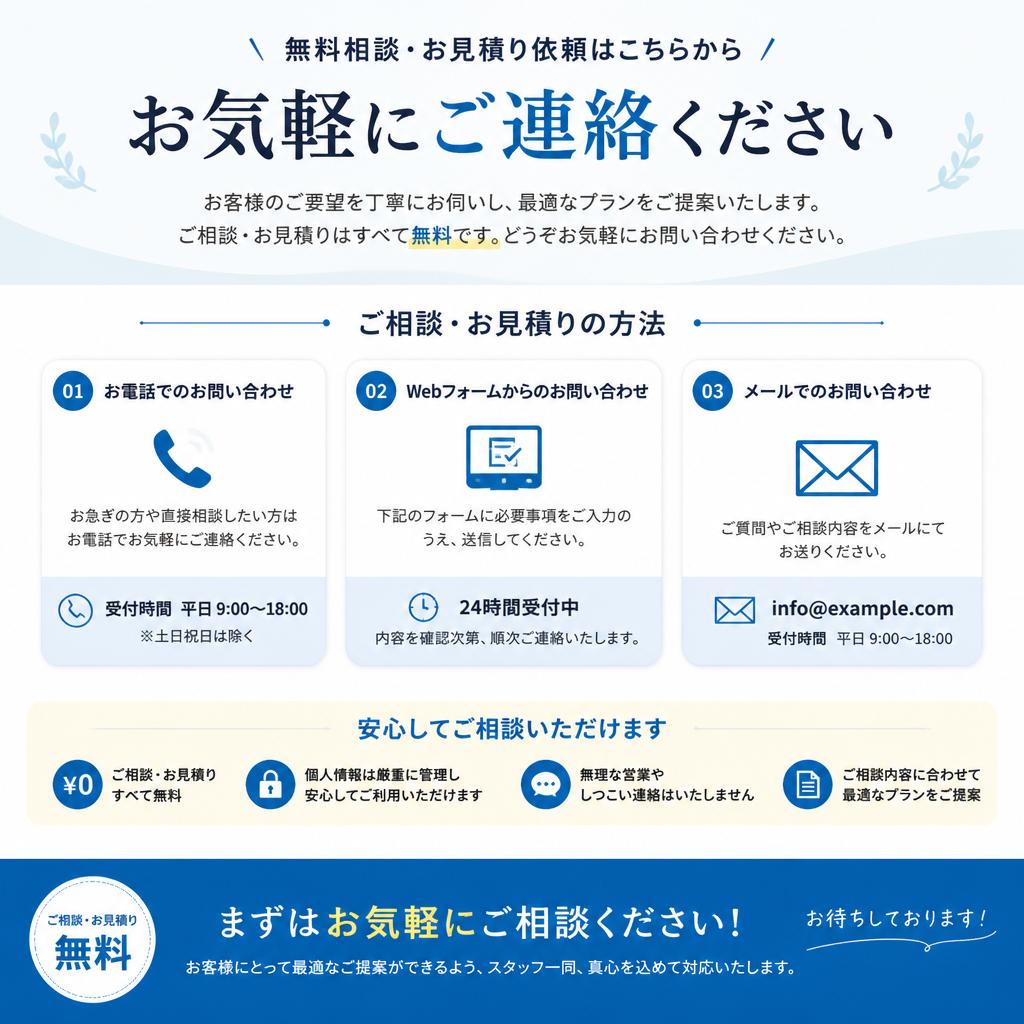 7. お問い合わせ - 無料相談のご案内