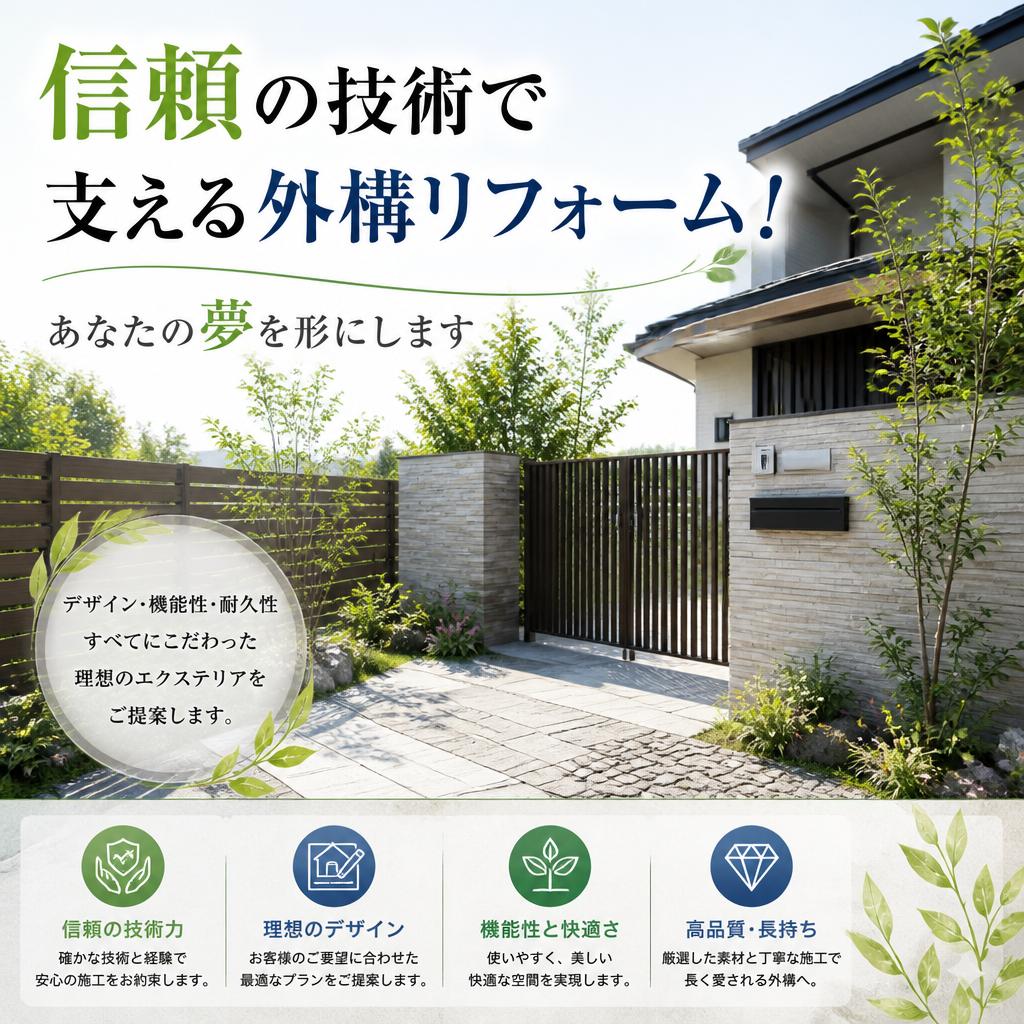 信頼の技術で支える外構リフォーム！あなたの夢を形にします